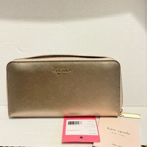 Brand New Kate Spade Gold Large Continental Wallet